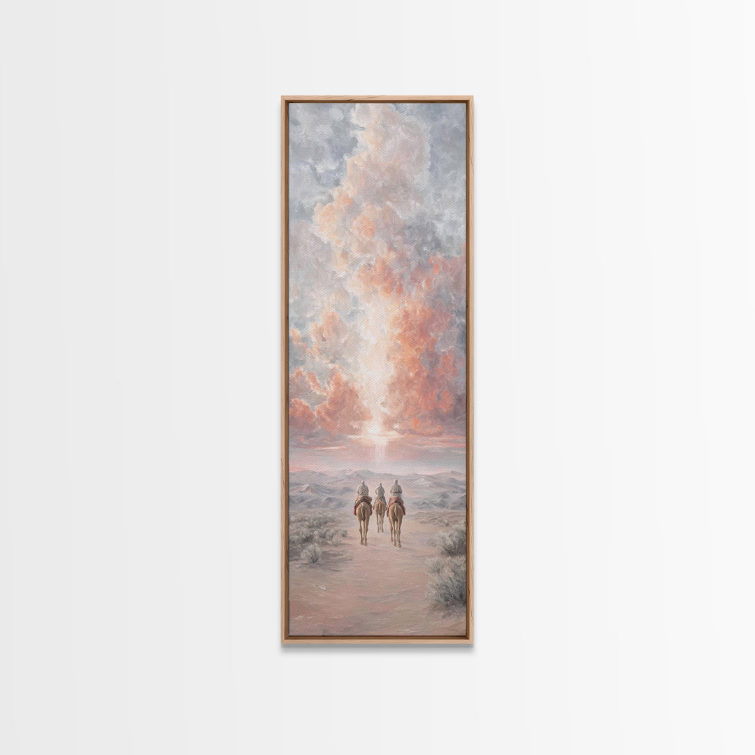 Radiant Dawn Journey – Framed Canvas Print – Christmas Wall Art – Christian Art – Tall Skinny Art Print – Christian Decor – Christian Chris