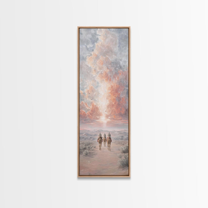 Radiant Dawn Journey – Framed Canvas Print – Christmas Wall Art – Christian Art – Tall Skinny Art Print – Christian Decor – Christian Chris