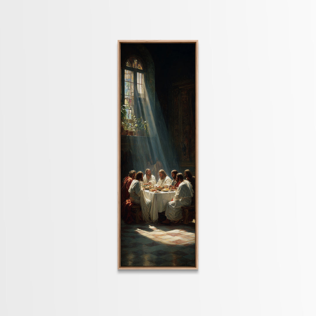 Holy Walk Reflections, Framed Canvas Print, Christian Art Print, Jesus Canvas Art, Narrow Art, Subtle Christian Art, Christian Christmas Ar