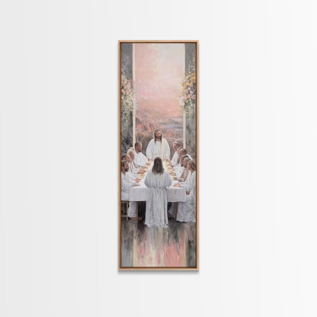 Supper Of Light – Framed Canvas Print – Christian Wall Art – Jesus Painting – Narrow Art – Modern Christian Art – Christian Christmas Art