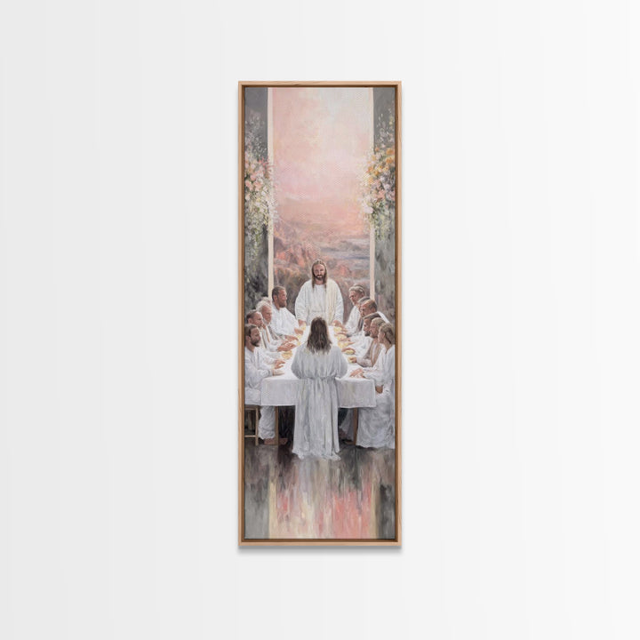 Supper Of Light – Framed Canvas Print – Christian Wall Art – Jesus Painting – Narrow Art – Modern Christian Art – Christian Christmas Art