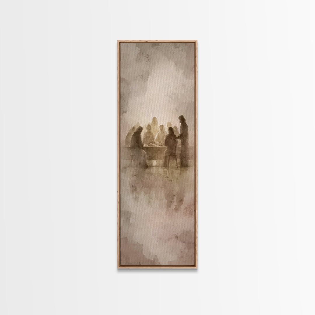 Gathered In Faith, Framed Canvas Print, Christian Art Canvas, Christian Painting, Skinny Art, Christian Wall Art, Christmas Art