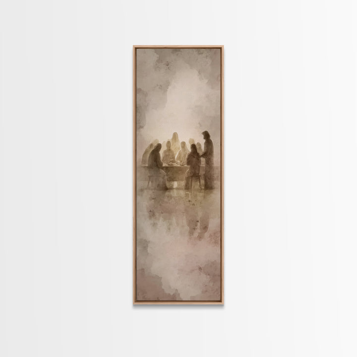 Gathered In Faith, Framed Canvas Print, Christian Art Canvas, Christian Painting, Skinny Art, Christian Wall Art, Christmas Art