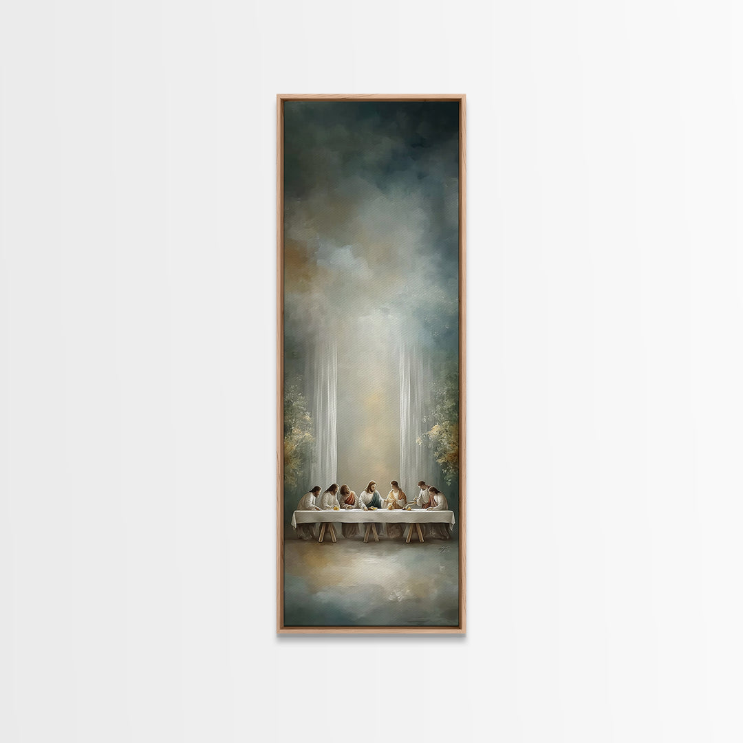 Heavenly Table Grace – Framed Canvas Print – Christian Wall Art – Jesus Painting – Tall Skinny Art Print – Christian Art Canvas – Christian