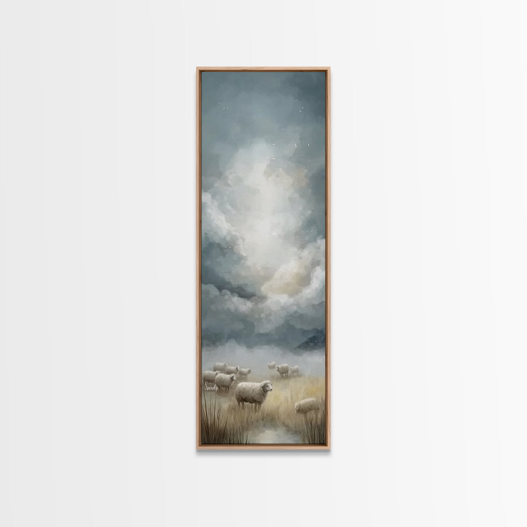 Shepherd’s Quiet Field – Framed Canvas Print – Christian Wall Art – Christian Art Canvas – Pastoral Christian Art – Vintage Christian Art –