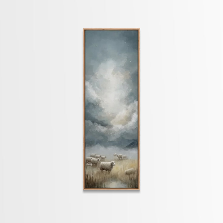 Shepherd’s Quiet Field – Framed Canvas Print – Christian Wall Art – Christian Art Canvas – Pastoral Christian Art – Vintage Christian Art –