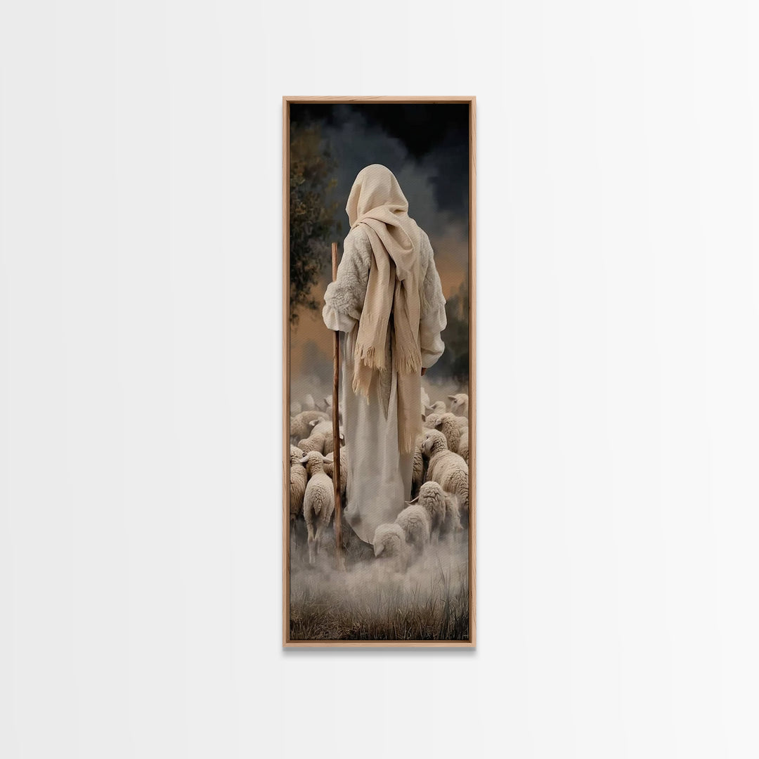 Guiding Shepherd Path – Framed Canvas Print – Narrow Art – Christian Art Canvas – Jesus Painting – Christian Wall Art – Christmas Art