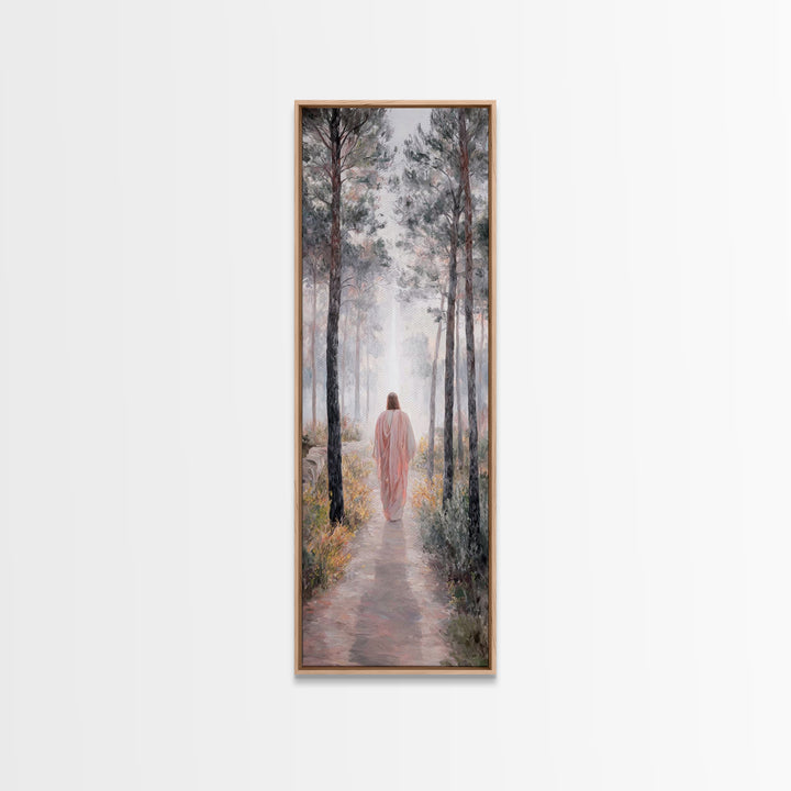 Walk Into Light – Framed Canvas Print – Tall Narrow Wall Art – Christian Wall Art – Moody Christian Art – Christian Art Canvas – Christmas