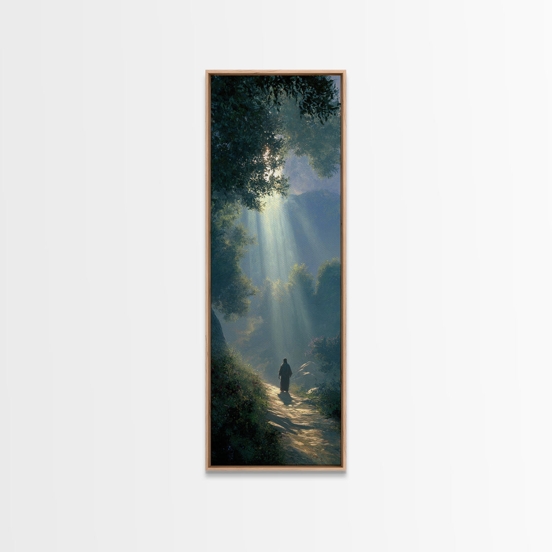 Sacred Woodland Path – Framed Canvas Print – Narrow Art – Christian Art Canvas – Christian Wall Art – Moody Christian Art – Christmas Art