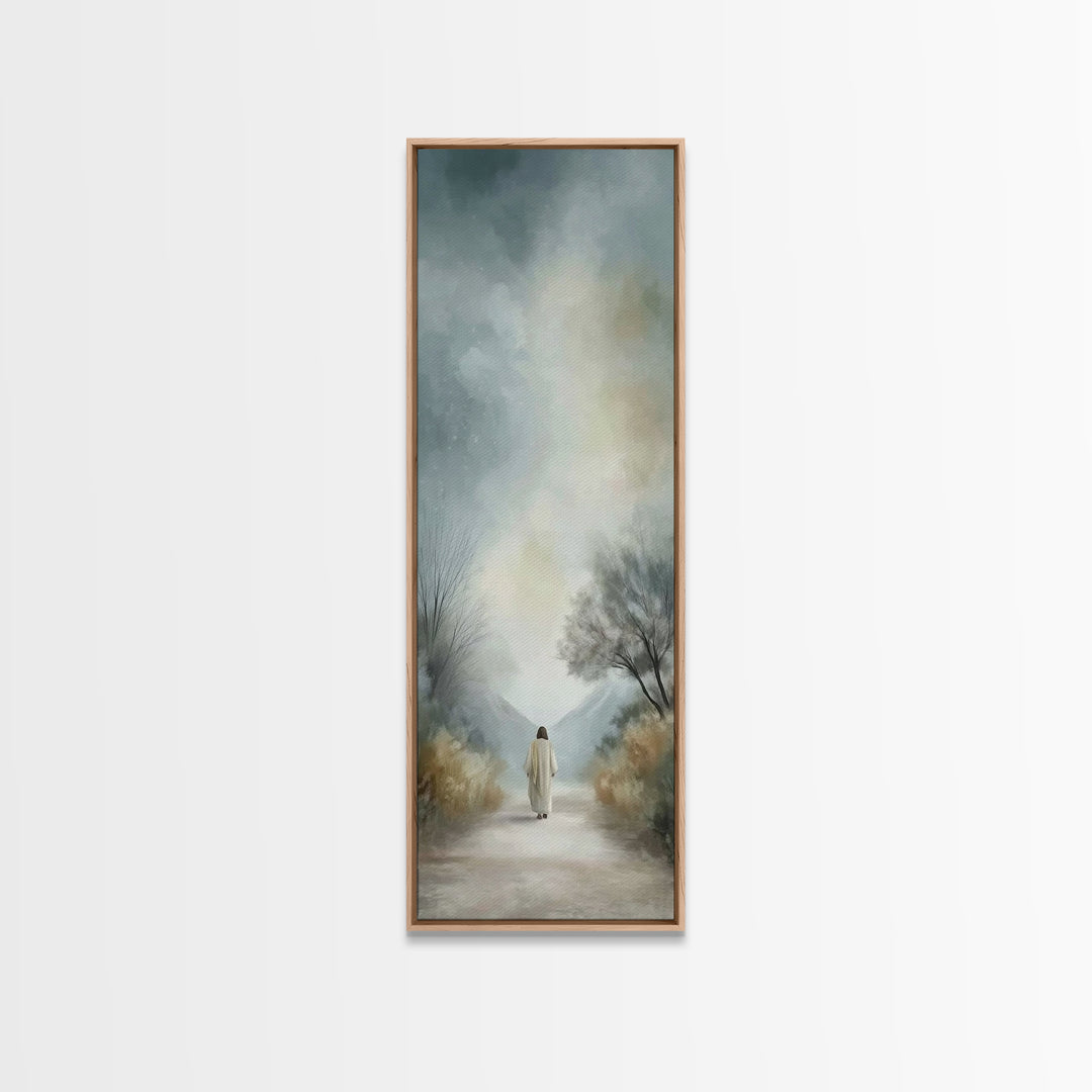 Path Of Peace – Framed Canvas Print – Tall Narrow Wall Art – Christian Wall Art – Jesus Painting – Christian Art Canvas – Christmas Art