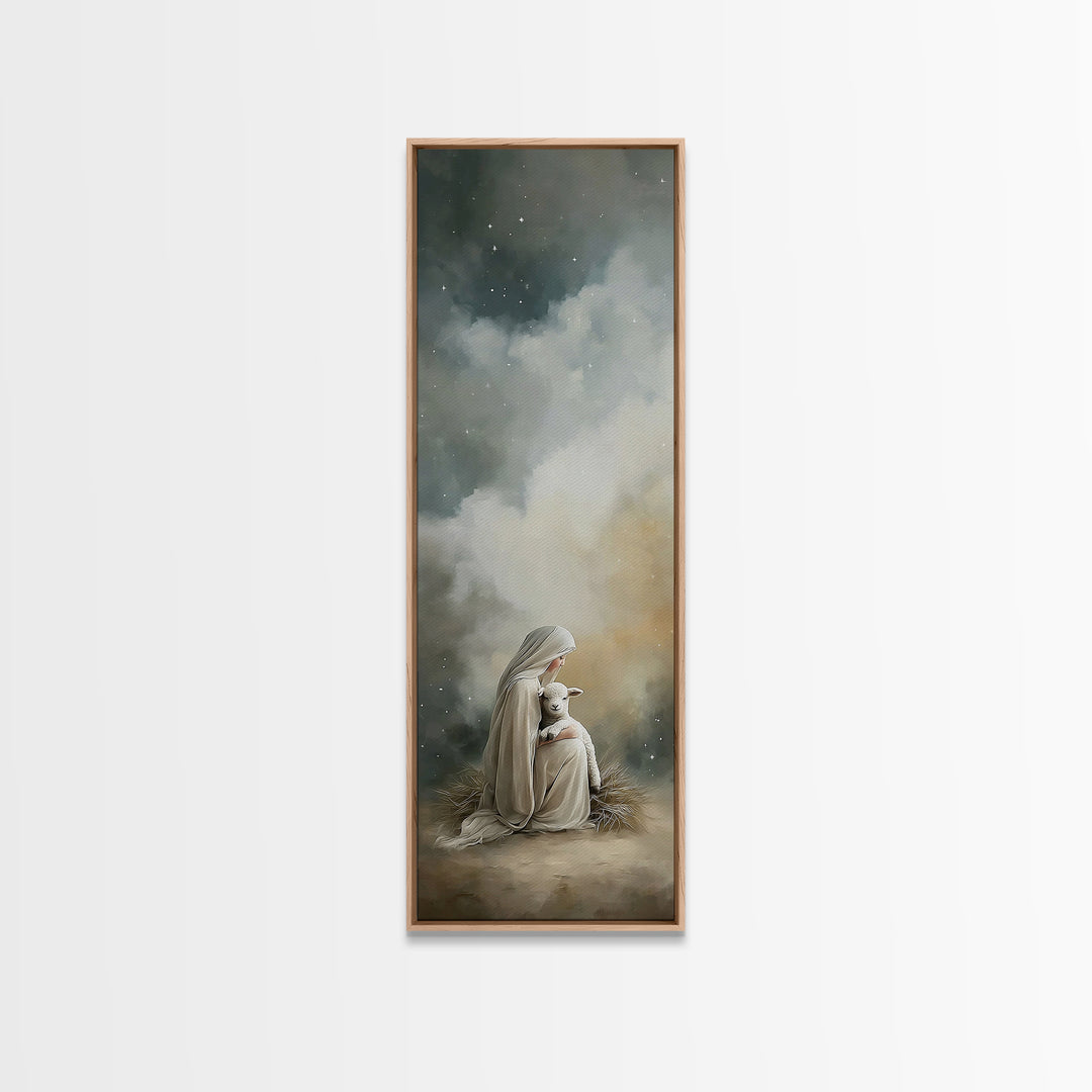 Starry Nativity – Framed Canvas Print – Skinny Art – Christian Wall Art – Christmas Art – Christian Art Canvas – Jesus Christmas Art