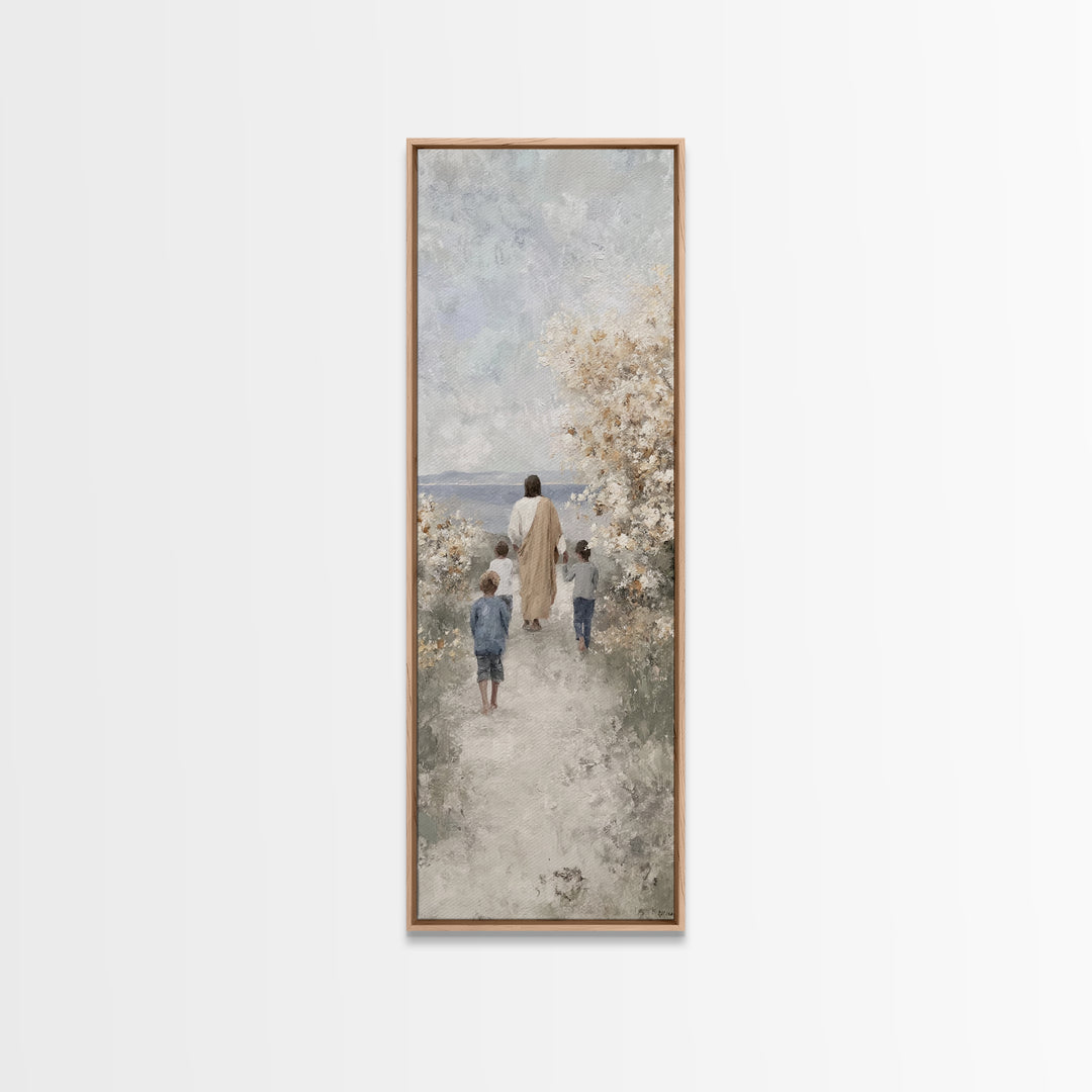 Spring Path Blessing – Framed Canvas Print – Tall Narrow Wall Art – Christian Wall Art – Jesus Painting – Christian Art Canvas – Christian