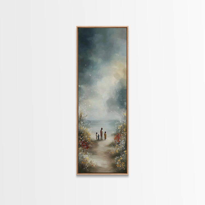 Blooming Path Hope, Framed Canvas Print, Skinny Art, Christian Art Canvas, Jesus Painting, Christian Wall Art, Christian Gift