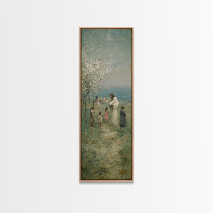 Gathered In Faith | Framed Canvas Print | Narrow Art | Christian Art Canvas | Jesus Painting | Christian Wall Art | Christian Gift Ideas