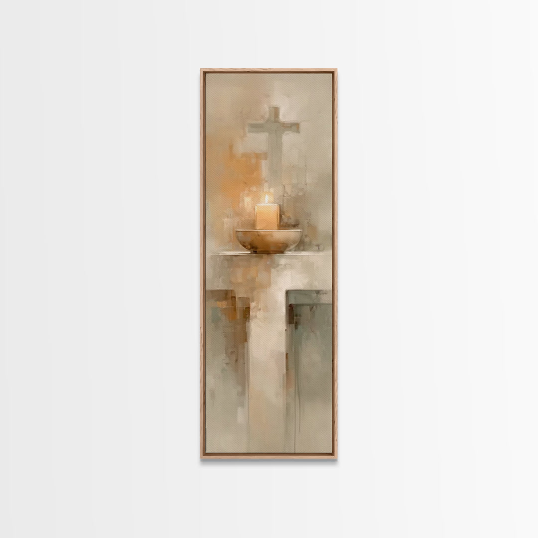 Candlelit Savior Hope – Framed Canvas Print – Christian Wall Art – Tall Narrow Wall Art – Christian Art – Christmas Art – Christian Art Can