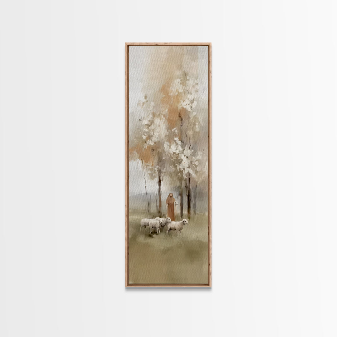 Light Of The Shepherd – Framed Canvas Print – Skinny Art – Christian Art Canvas – Christian Wall Art – Jesus Painting – Christian Gift