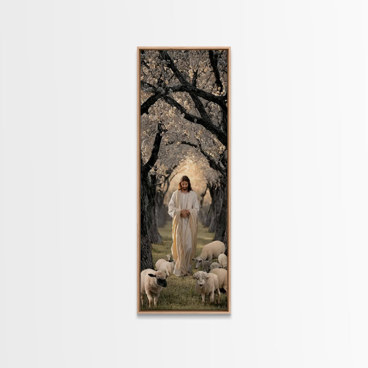 Garden Of Peace – Framed Canvas Print – Christian Art Canvas – Jesus Painting – Tall Narrow Wall Art – Christian Wall Art – Christmas Art