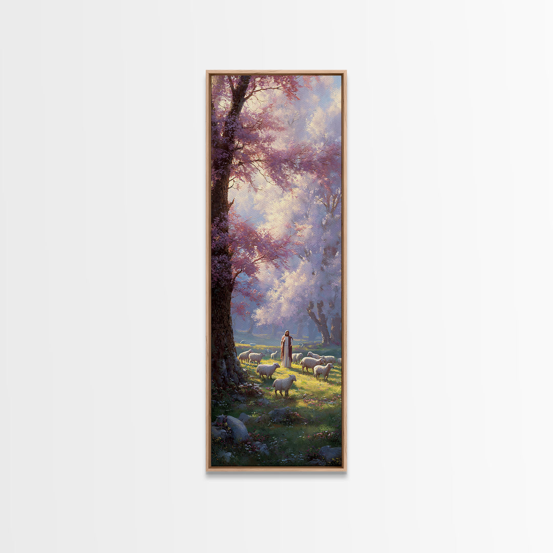 Shepherds Of Light – Framed Canvas Print – Christian Wall Art – Christian Art Canvas – Tall Skinny Art Print – Jesus Painting – Christian C