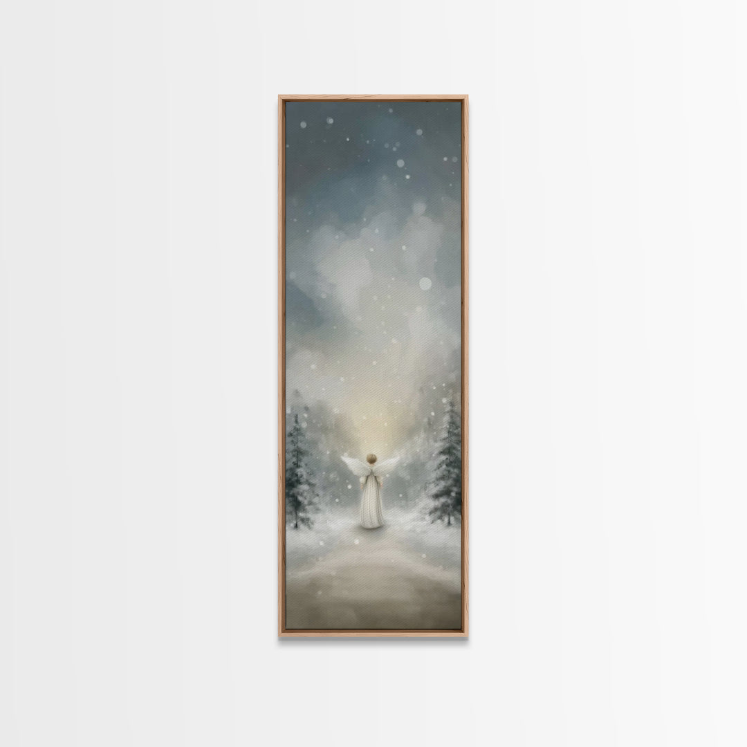 Heaven’s Gentle Glow – Framed Canvas Print – Christian Wall Art – Christmas Art – Christian Art Canvas – Tall Narrow Wall Art – Christian C