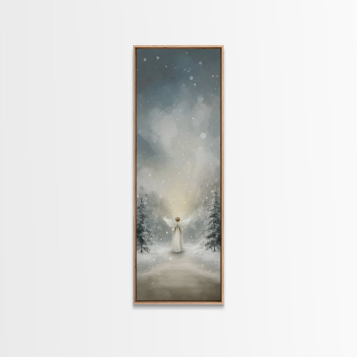 Heaven’s Gentle Glow – Framed Canvas Print – Christian Wall Art – Christmas Art – Christian Art Canvas – Tall Narrow Wall Art – Christian C