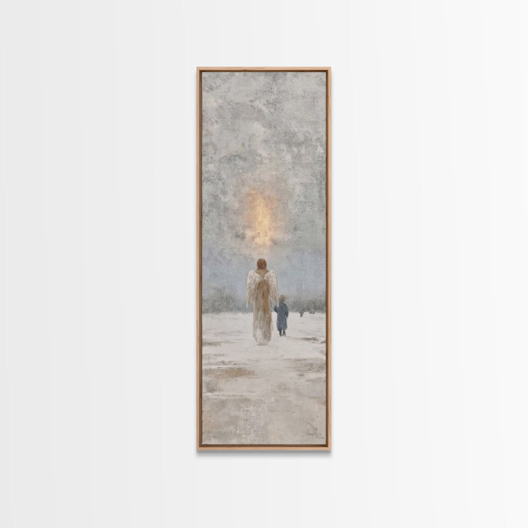 Guardian Of Light – Framed Canvas Print – Christian Art Canvas – Christian Wall Art – Narrow Art – Christmas Art – Christian Christmas