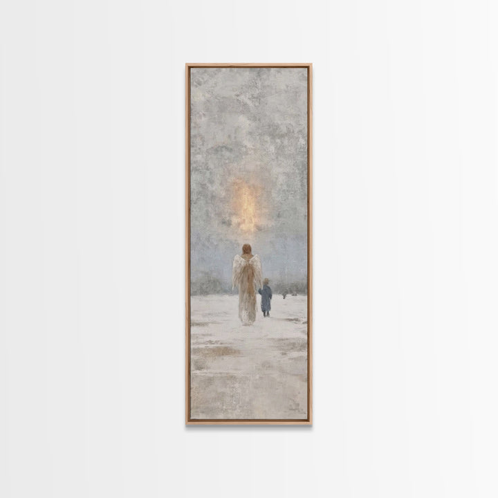 Guardian Of Light – Framed Canvas Print – Christian Art Canvas – Christian Wall Art – Narrow Art – Christmas Art – Christian Christmas
