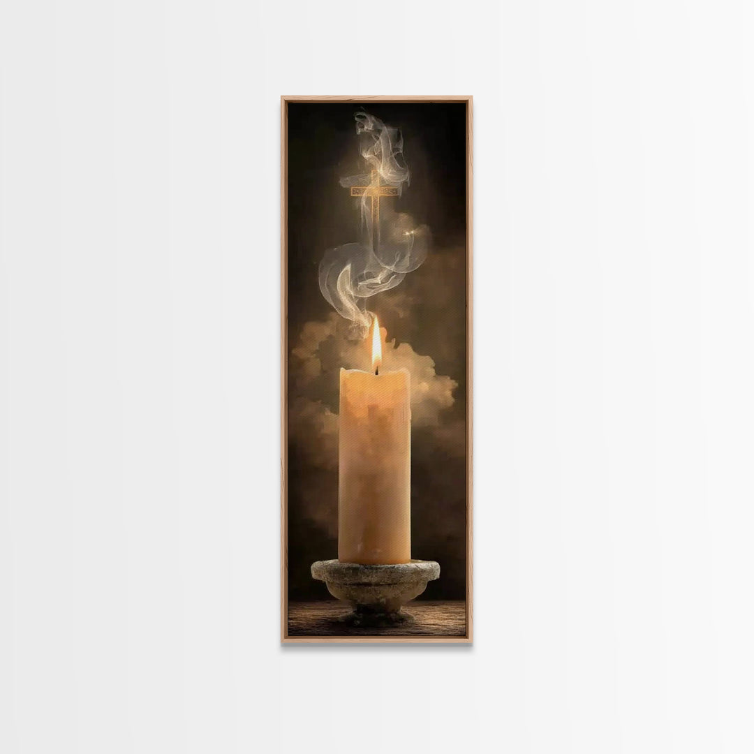 Holy Ember Glow – Framed Canvas Print – Christian Art Canvas – Tall Skinny Art Print – Christian Wall Art – Christian Christmas Decor – Chr