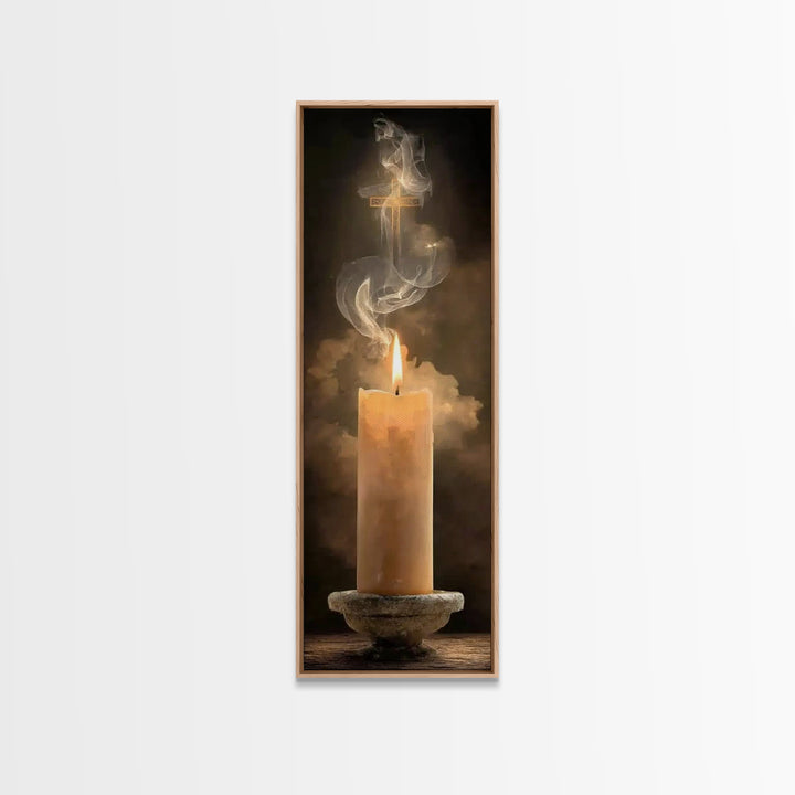 Holy Ember Glow – Framed Canvas Print – Christian Art Canvas – Tall Skinny Art Print – Christian Wall Art – Christian Christmas Decor – Chr