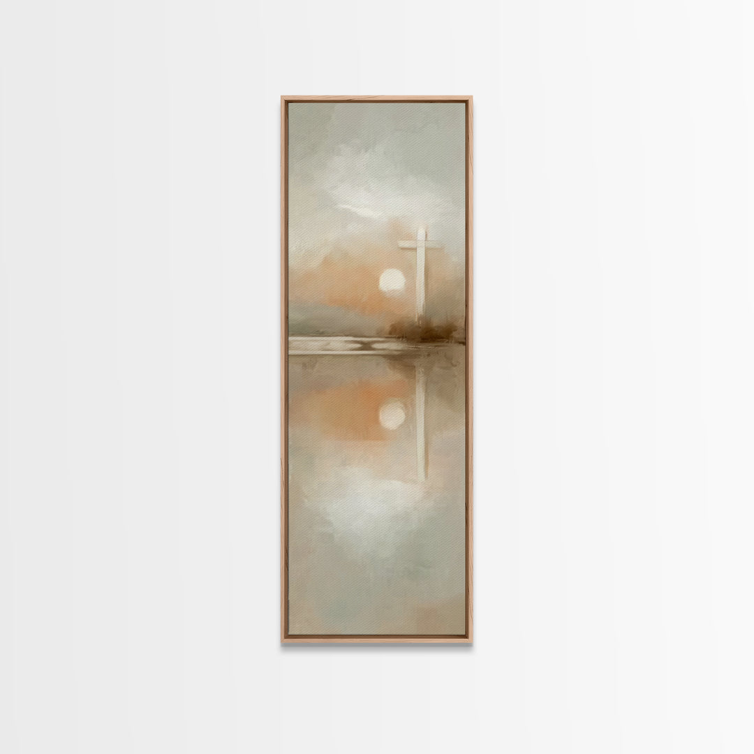 Radiant Morning Cross – Framed Canvas Print – Christian Art Canvas – Tall Skinny Art Print – Christmas Wall Art – Christian Painting – Chri