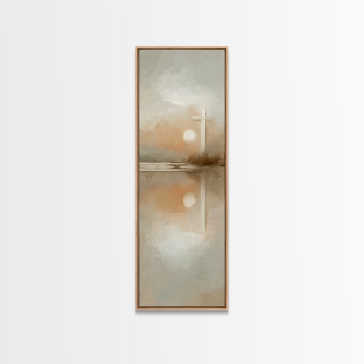 Radiant Morning Cross – Framed Canvas Print – Christian Art Canvas – Tall Skinny Art Print – Christmas Wall Art – Christian Painting – Chri