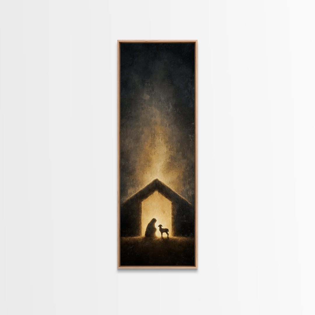 Bethlehem Light – Framed Canvas Print – Christian Wall Art – Skinny Art – Christian Art Work – Christmas Art – Jesus Painting – Christian G