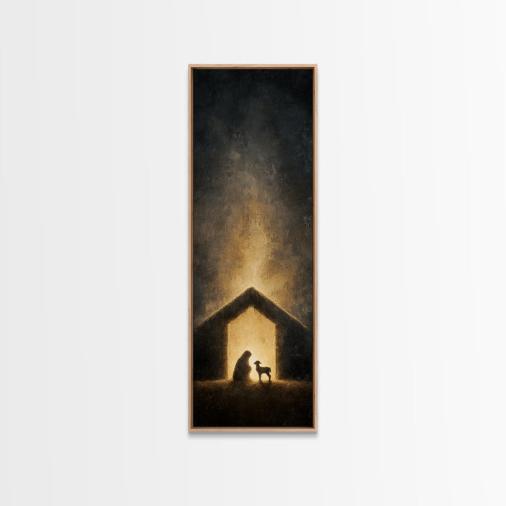 Bethlehem Light – Framed Canvas Print – Christian Wall Art – Skinny Art – Christian Art Work – Christmas Art – Jesus Painting – Christian G
