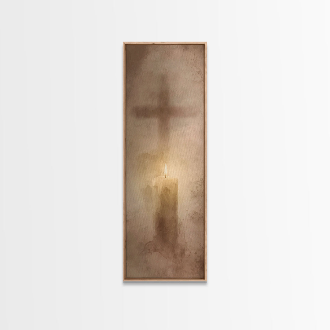 Cross Of Stillness – Framed Canvas Print – Minimalist Christian Art – Narrow Art – Christian Wall Art – Christian Art Canvas – Christian Ch