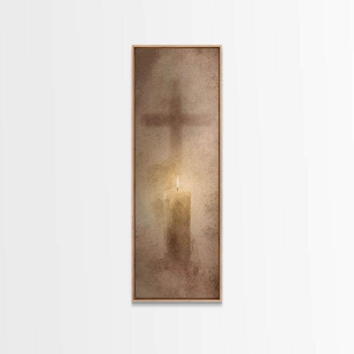 Cross Of Stillness – Framed Canvas Print – Minimalist Christian Art – Narrow Art – Christian Wall Art – Christian Art Canvas – Christian Ch