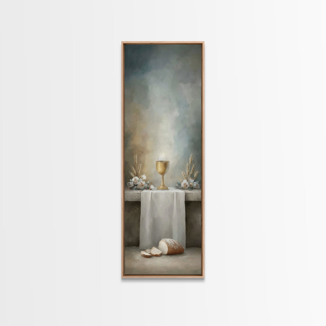 Eternal Chalice Light | Framed Canvas Print | Tall Narrow Wall Art | Christian Wall Art | Christian Art Canvas | Christmas Art
