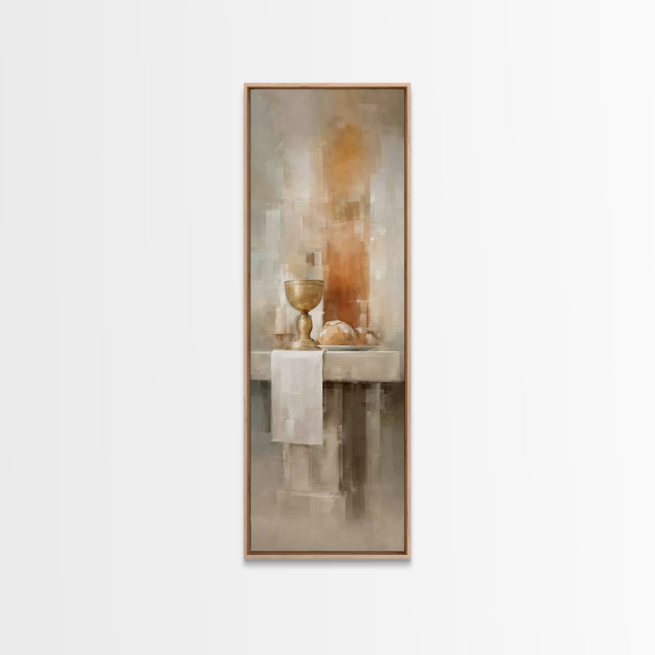 Quiet Altar Stillness - Framed Canvas Print - Narrow Art - Christian Art - Christian Paintings - Christmas Wall Art - Jesus Painting