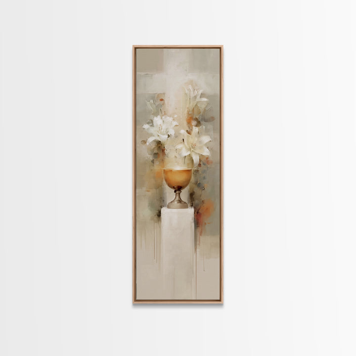 Graceful Lily Chalice | Framed Canvas Print | Narrow Art | Christian Art Canvas | Christian Decor | Jesus Painting | Christmas Art