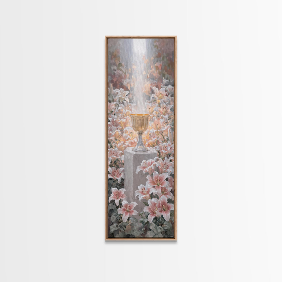 Blossoms Of Grace – Framed Canvas Print – Tall Narrow Wall Art – Christian Art Canvas – Christian Wall Art – Christian Paintings – Jesus Pa