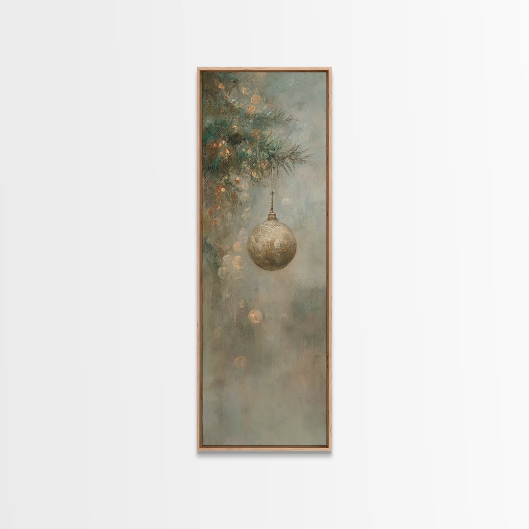 Golden Noel Light – Framed Canvas Print – Tall Skinny Art Print – Framed Christmas Art – Christmas Wall Art – Christmas Art Prints – Christ