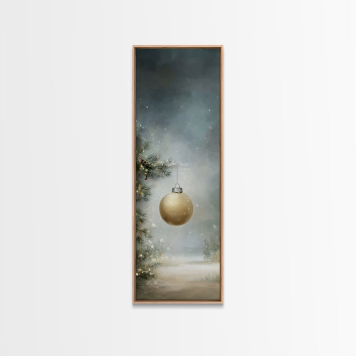 Silent Pine Glow – Framed Canvas Print – Tall Narrow Wall Art – Christmas Art – Christian Christmas Art – Christmas Wall Art – Christmas Ar