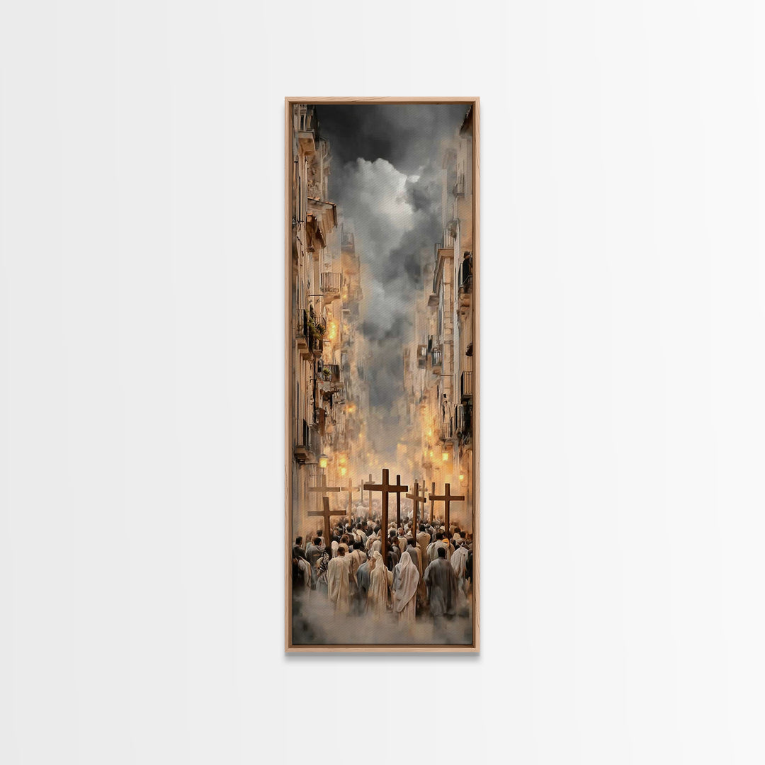 Flames Of Devotion, Framed Canvas Print, Skinny Art, Christian Art Canvas, Christmas Art Prints, Christian Wall Art, Modern Christian Art