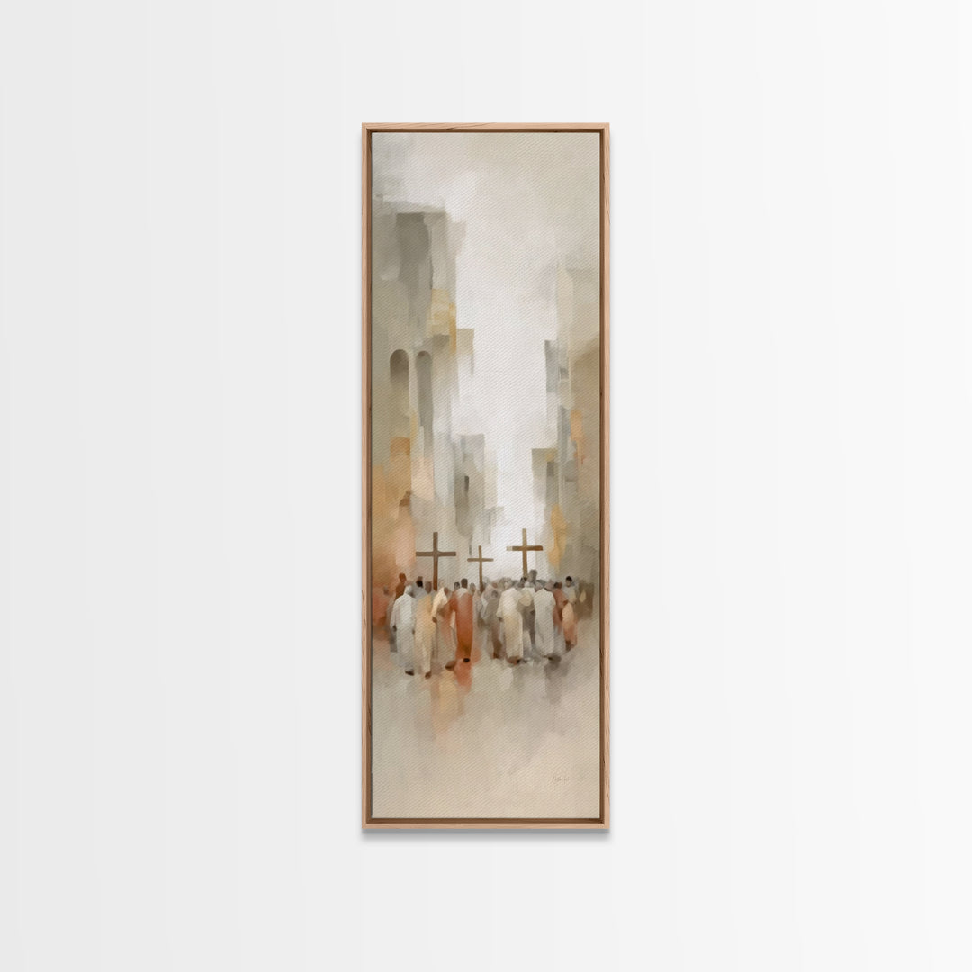 Steps Of Mercy, Framed Canvas Print, Tall Narrow Wall Art, Christian Art Canvas, Moody Christian Art, Christmas Wall Art
