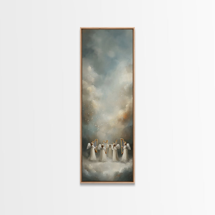 Celestial Harmony | Framed Canvas Print | Tall Narrow Wall Art | Christian Christmas Art | Framed Christian Art | Unique Christian Art