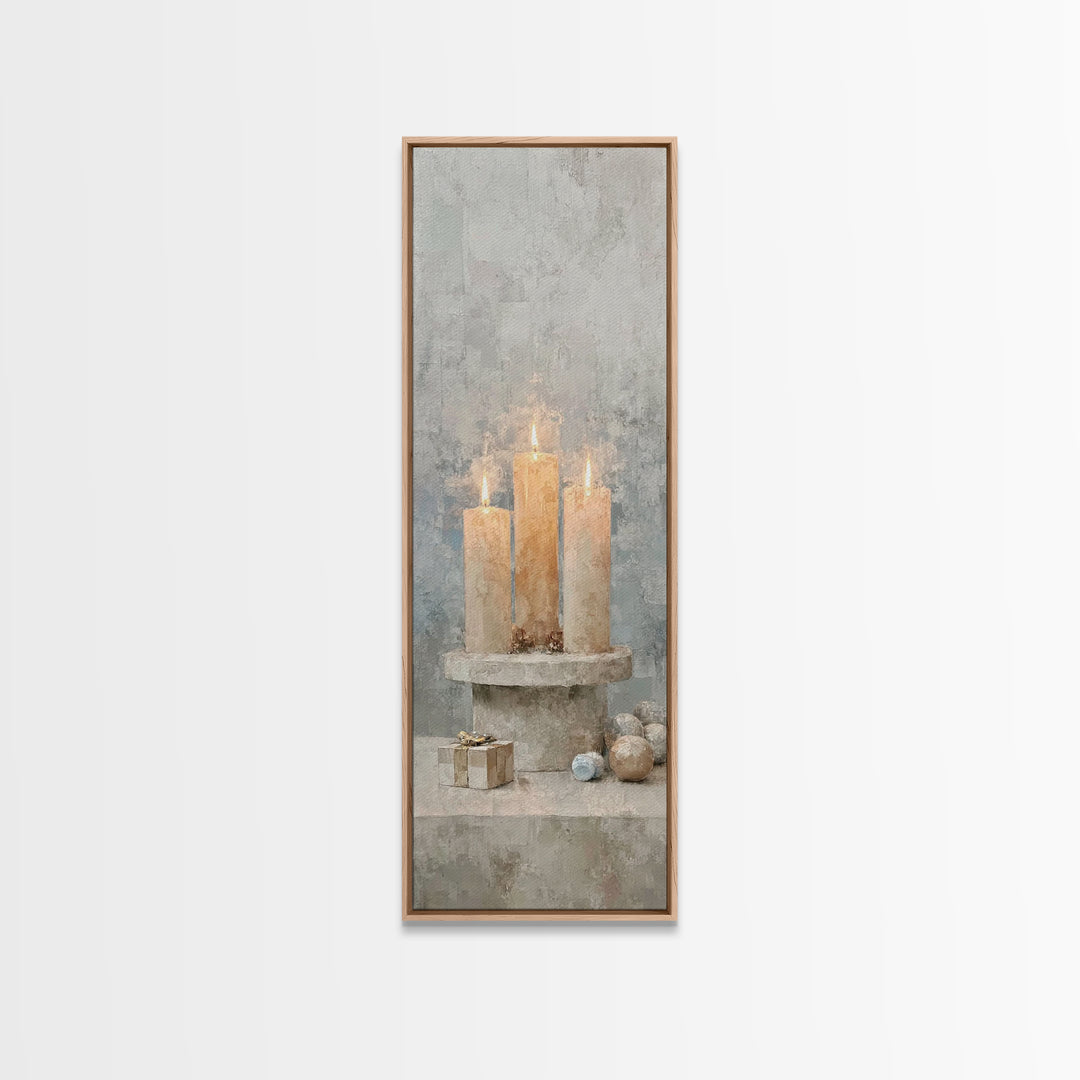 Warm Advent Glow – Framed Canvas Print – Christian Wall Art – Narrow Art – Christmas Art – Christian Art Canvas – Christian Christmas Art
