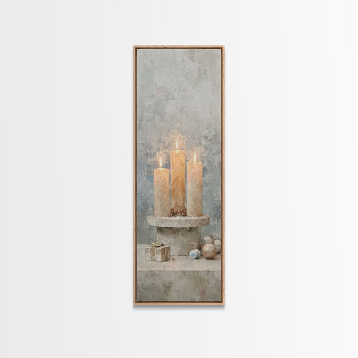 Warm Advent Glow – Framed Canvas Print – Christian Wall Art – Narrow Art – Christmas Art – Christian Art Canvas – Christian Christmas Art