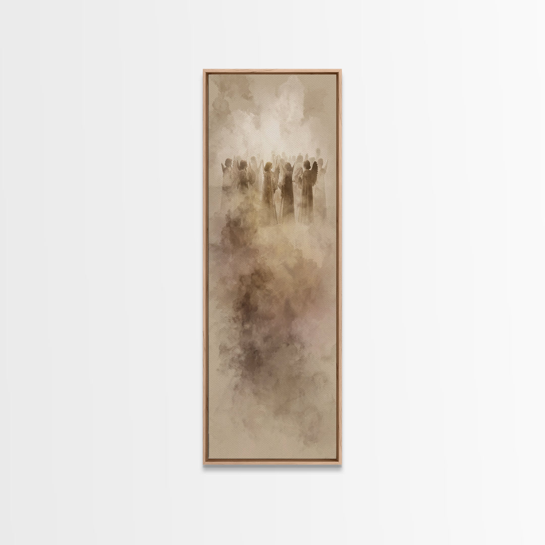 Cloudborne Choir | Framed Canvas Print | Narrow Art | Christian Art Print | Modern Christian Art | Christmas Wall Art