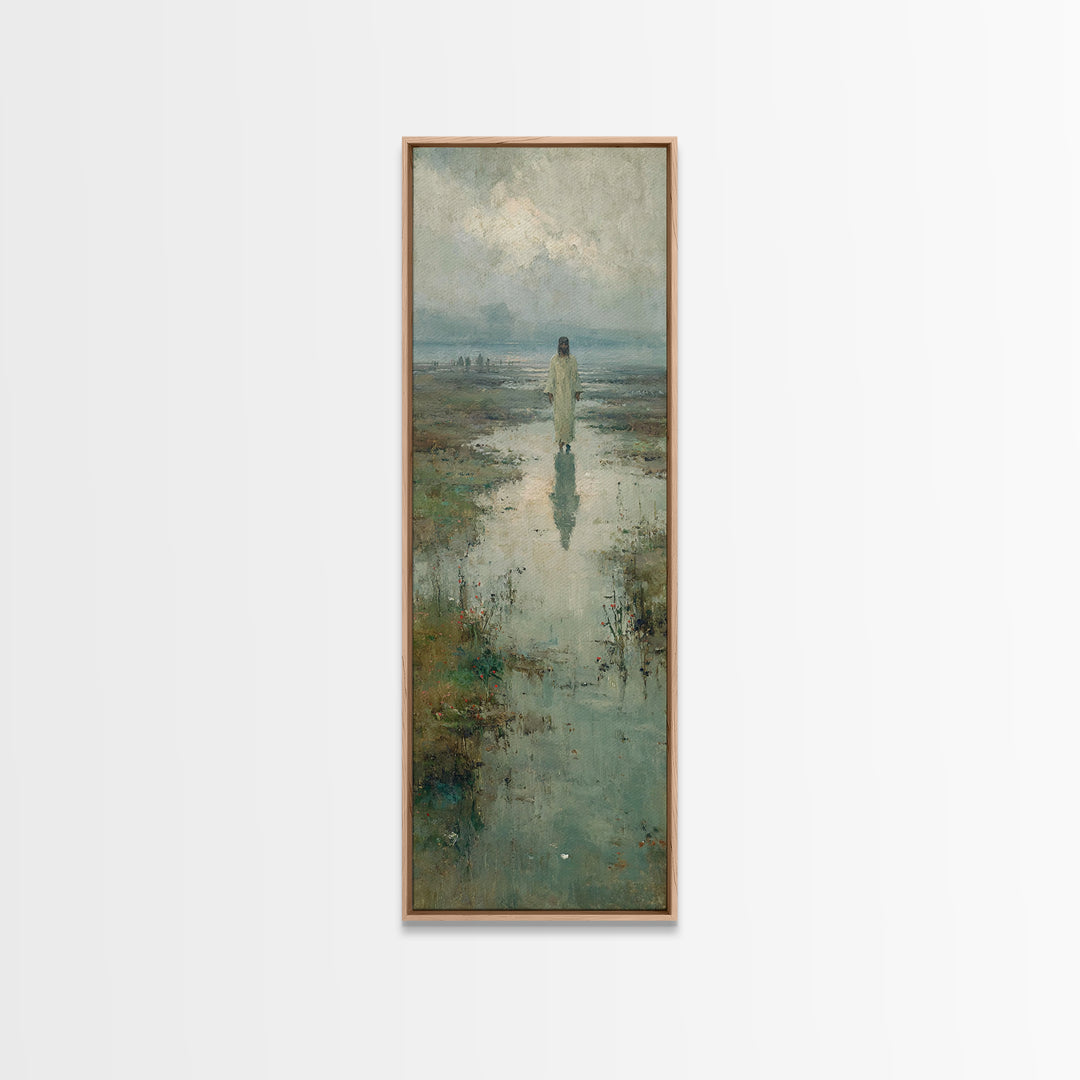 Starlit Savior | Framed Canvas Print | Tall Narrow Wall Art | Christian Art Painting | Christian Christmas Art | Jesus Canvas Art