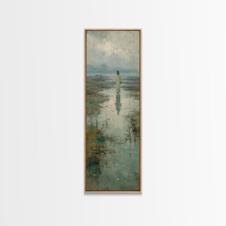 Starlit Savior | Framed Canvas Print | Tall Narrow Wall Art | Christian Art Painting | Christian Christmas Art | Jesus Canvas Art