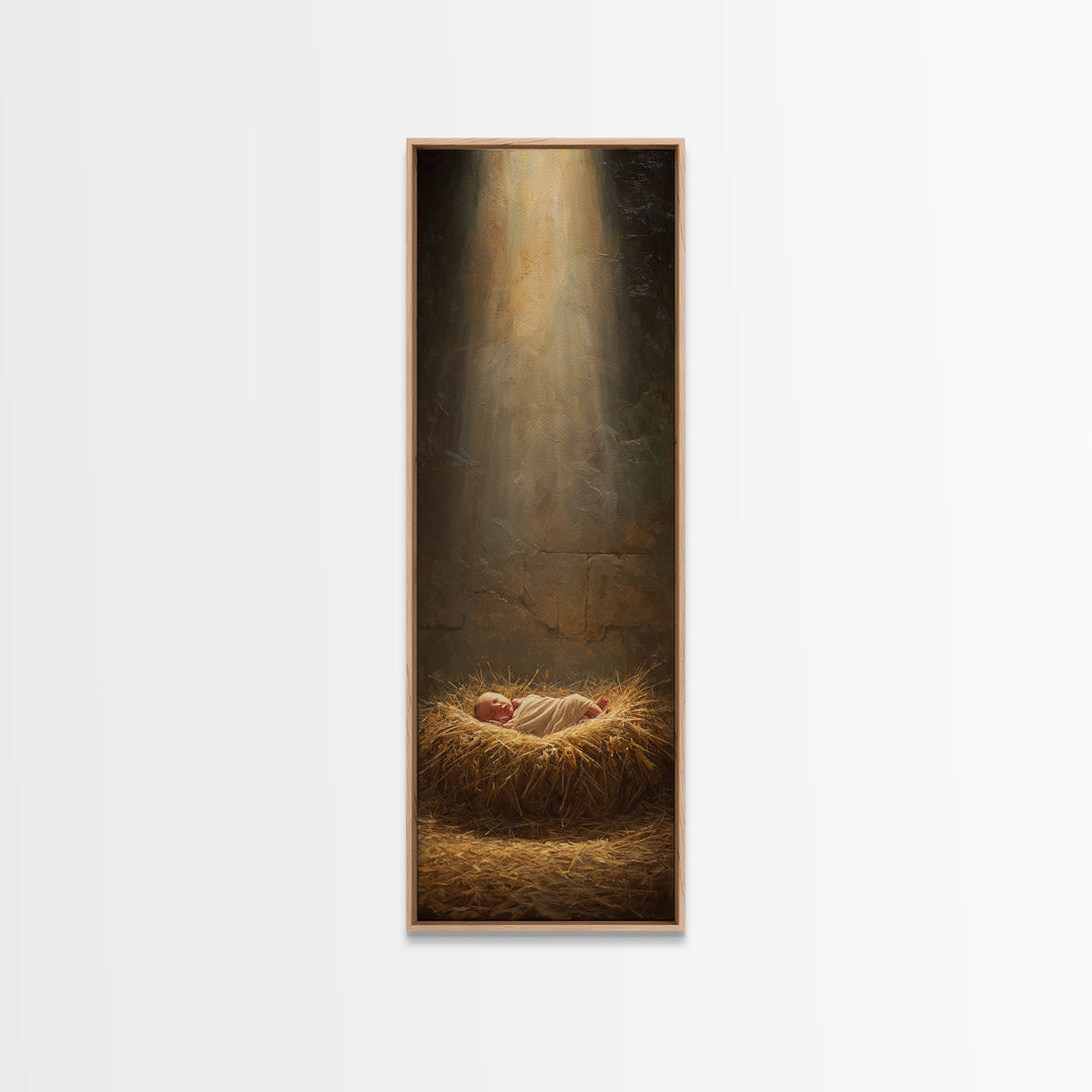 Light Of Bethlehem – Framed Canvas Print – Christian Art Canvas – Christian Christmas Art – Narrow Art – Christian Wall Art – Christmas Art