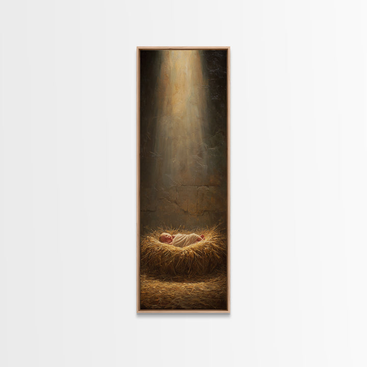 Light Of Bethlehem – Framed Canvas Print – Christian Art Canvas – Christian Christmas Art – Narrow Art – Christian Wall Art – Christmas Art